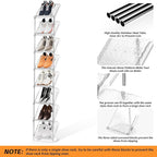 SMILHELTD Vertical Shoe Rack 8 Tiers Narrow Clear Sneaker Storage Holder Luxurious Slim Tall Organizer Space Saving Shelf for