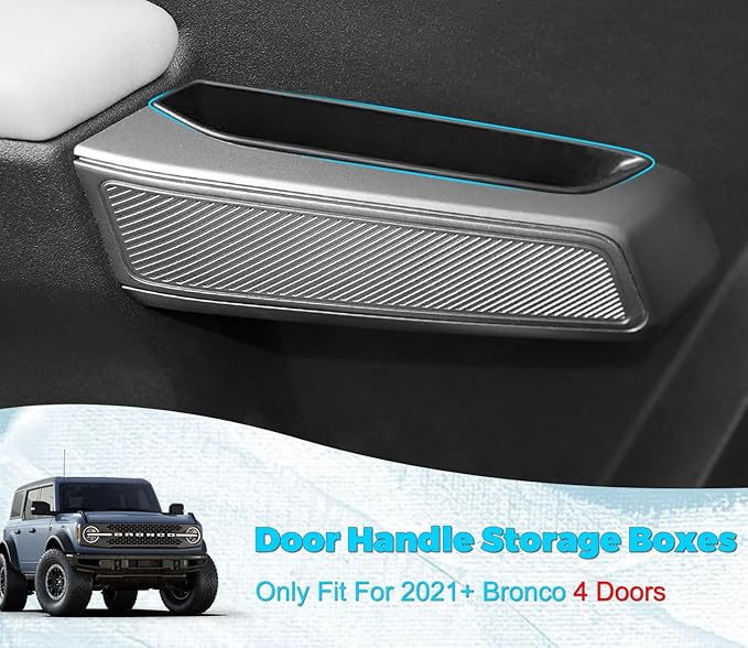 2025 Upgrade 4 PCS Door Handle Storage Box Compatible with Ford Bronco 2021-2025 (Not for Sport/2 Door) No-Slip Storage Box for Ford Bronco accessories 2021-2025 Pockets Storage to Store Minor Things