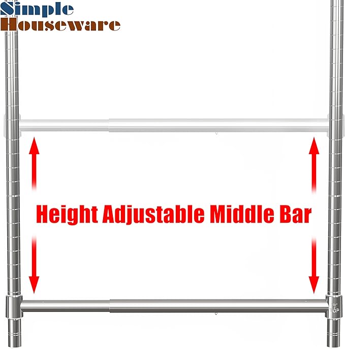 Simple Houseware Adjustable Closet Hanging Rod, Chrome - 2 Pack