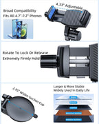 Car Phone Holder for Windshield Window Video Recording Vlogging Filming, Multi-Angle Adjustable & Rotatable & No Swiveling Car Phone Mount for 4.7"-6.9" iPhone 16 15 14 Samsung S25 Ultra