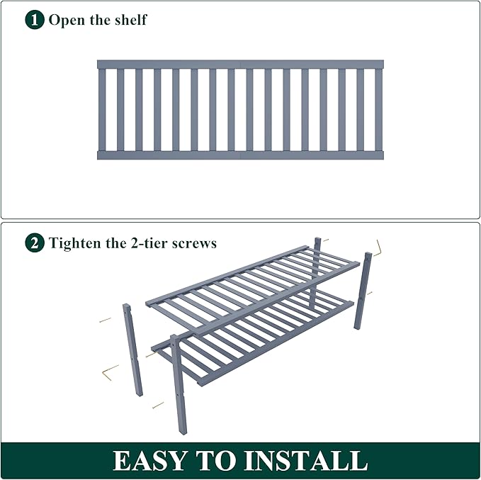 Smiry Bamboo Shoe Rack for Closet, 2 Tier Long Wooden Stackable Shoe Organizer, Free Standing Shoes Storage Shelf for Entrywa