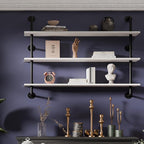 Industrial Pipe Shelving Rustic White Pipe Wall Shelves Industrial Shelves with Wood Planks Floating Shelves 48 Inch Farmhous