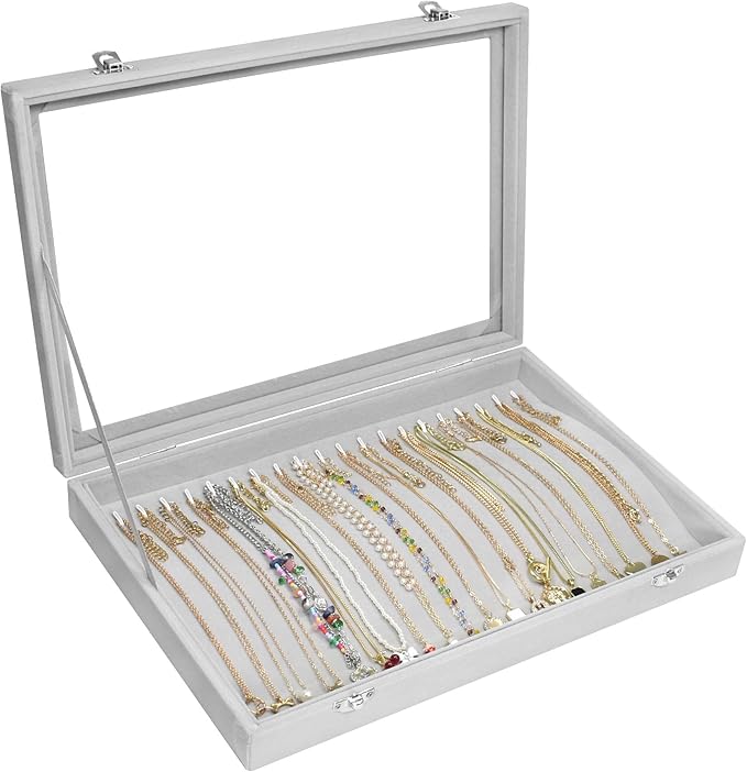 Vicoter Velvet Necklace Display Jewelry Tray 20 Hook Necklace Tray Necklace Pendant Jewelry Tray for Women and Girls