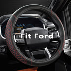 West Llama Customized Auto Car Steering Wheel Cover for Ford F-150, F-250, F-350, Expedition(Diamond Quilted - Black+Red)