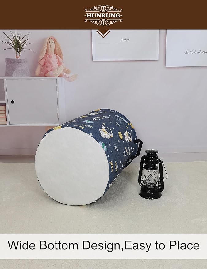 HUNRUNG Laundry Hamper,Large Canvas Fabric Lightweight Storage Basket Toy Organizer Dirty Clothes Collapsible Waterproof for 