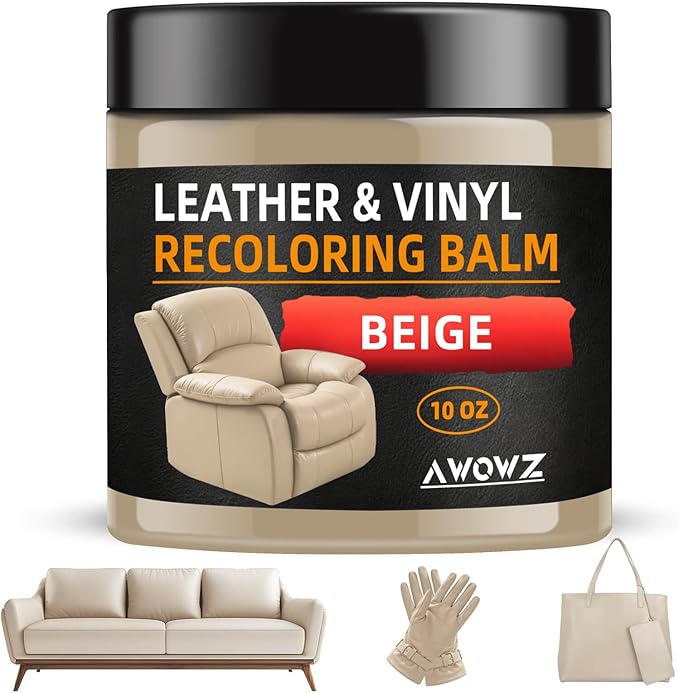 Leather Recoloring Balm - Scratch Repair & Color Restore Kit for Faded Leather, Leather Couch & Car Seats - 10OZ Restorer Bal