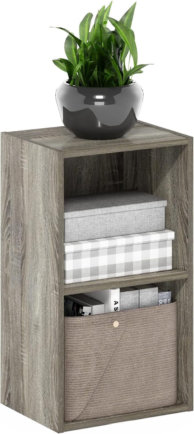 Furinno PASIR Book Shelf, 2-Tier Modern Bookshelf, Open Shelves Bookcase 9 x 12 x 21, Easy Assembly, for Living Room, Bedroom