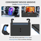 Steering Wheel Tray, Car Food Tray, Car Desk for Laptop, Carbon Fiber Look Multipurpose Car Table for Eating & Work, Adjustable Car Tray with Drawer and Anti-Slip Protective Adhesive