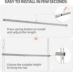 STORAGE MANIAC Hanging Closet Rod, Adjustable Width and Height Closet Hanging Organizer, Space-Saving Clothes Hanging Bar, Cl