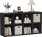 YESHOMY 8 Black Cube Bookcase, Open Frame 2-Tier Book Shelf, Bookshelf Storage Organizer with Adjustable Shelves for Organiza
