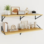 Floating Shelves, 48W x 12D Wall Shelves Set of 2, 12 Inch Deep Rustic Wood Wall Storage, Heavy Duty Metal Brackets, Large In
