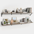 Axeman 55 Inch Floating Shelves | 8 Inch Deep Grey Wall Shelves Set of 2 | 55" W x 8" D Rustic Grey Wood Shelves for Bathroom