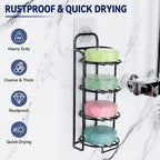 4-Tier Shower Soap Shampoo Bar Holder, Self Adhesive & Freestanding Draining Soap Dish Caddy for Bathroom Wall Accesories Dec