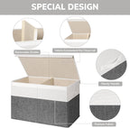 INDRESSME 25"x13"x16" Large Toy Storage Box with Lid, Toy Chest Organizer Toy Basket with Dividers for Playroom, Bedroom, Clo