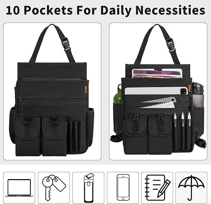Car Front Seat Organizer Backseat Organizer with Dedicated Tablet Laptop Storage Adjustable Shoulder Strap Cup Holder Truck Seat Storage Universal Fits for Most of Car