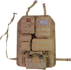 Universal Tactical Car Seat Back Organizer Bag Tactical Molle Vehicle Organizers Panel Vehicle Protector Organizers with 5 Detachable Pouches for Car Truck Ford Jeep (Model A-Khaki)