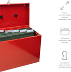 Cathedral Products A4 Steel File Box with Starter Pack of 5 Suspension Files - Red