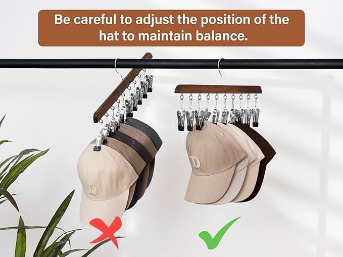 StorageWorks Hat Rack, Closet Organizer and Storage for Baseball Caps,Set of 2 with 10 Adjustable Stainless Steel Clips, Fits