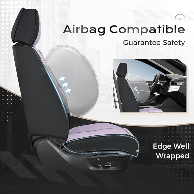 Coverado Seat Covers, Car Seat Covers Full Set, Leather Seat Covers for Cars, Car Seat Protector, Black Car Seat Covers Front