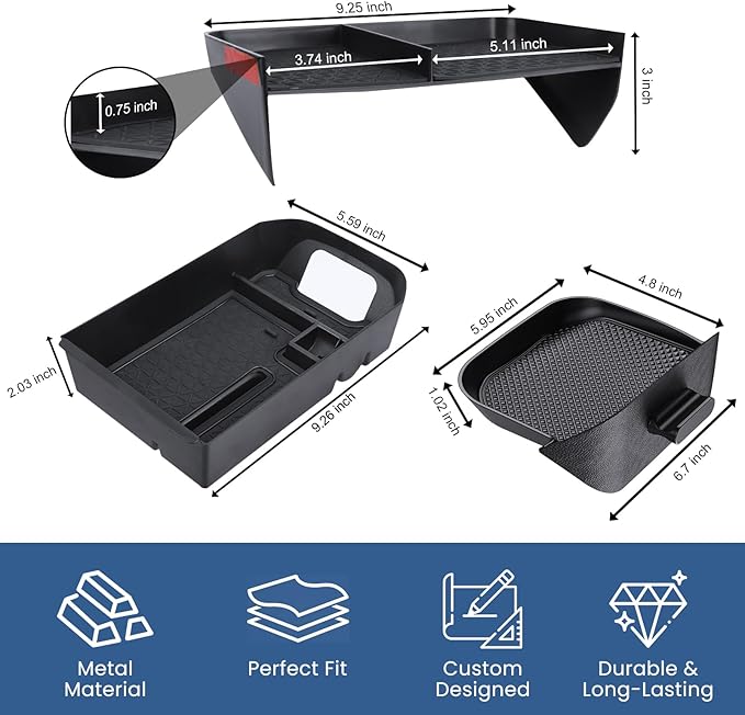 Upgraded Center Console Organizer Compatible with Toyota RAV4 2025 2024 2023 2022 2021 2020 2019 Interior Accessories, Gear Shift Storage Tray Drivers Side Cubby Drawer Storage Box - 3pcs