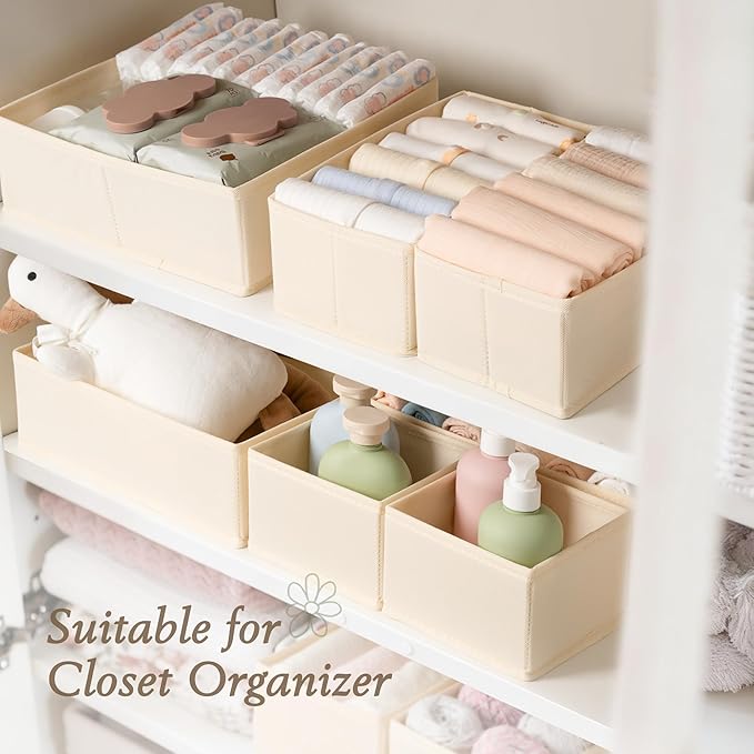 Criusia Drawer Organizer 18-Piece Set, Dresser Organizer for Baby Clothes, Foldable Closet Storage & Drawer Dividers for Unde