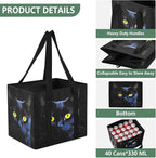 Black Cat Reusable Grocery Bags Large Shopping Tote Bag with Reinforced Bottom Board, Water Resistant Foldable Storage Bags f