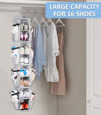 SLEEPING LAMB 8 Shelves Hanging Shoe Rack Hanger, Narrow Hanging Shoe Organizer for Closet Storage Clothes, Gloves, Bags, wit
