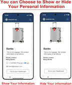 Engraved Aluminum Luggage Tag, American Flag Suitcase ID Tag with Smart QR Code for Lost & Found, Shows Scanner’s Location Wh