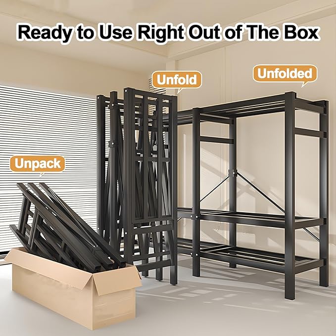 Portable Foldable Wardrobe Closet with Cover, Metal Clothing Rack with Hanging Rods, Space-Saving Storage Organizer for Bedro