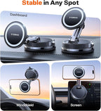 TORRAS 2026 Vacuum for Magsafe Car Mount【98+LBS Strongest Suction & Ultra Magnet】 Magnetic Phone Holders for Your Car, 360° Adjustable Car Phone Holder Mount for iPhone 17 Pro Max 16 15 14 13 12
