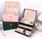 Jewelry Organizer Box for Women, Large Jewelry Organizer with Lock, 3 Tier Storage Box with Velvet Lining, 2 Drawers, Necklac