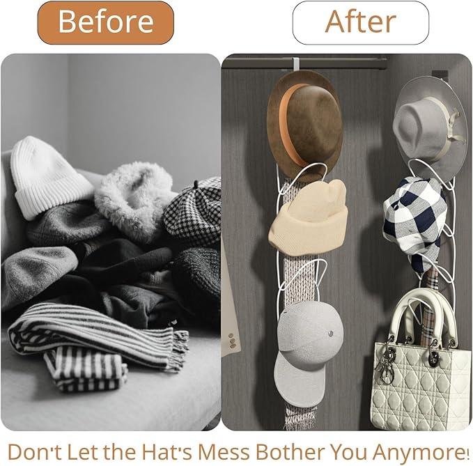 LINFIDITE 10 Pack Hat Rack Hanger Holder Organizer Closet Hanging Baseball Cap Display Storage Rack for Scarves Handbags Towe