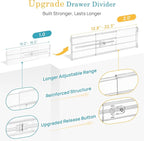 Vtopmart 10 Pack 6" Tall Upgrade Drawer Dividers for Big and Deep Drawer, 12.8"-22.3" Adjustable Expandable Dresser Drawer Or