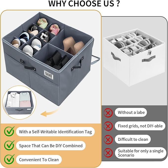 Shoe Storage Organizer for Closet Fits 16 Pairs, 1 Pack Shoes Boxes with Transparent Cover and Sturdy Handles, Shoe Storage B