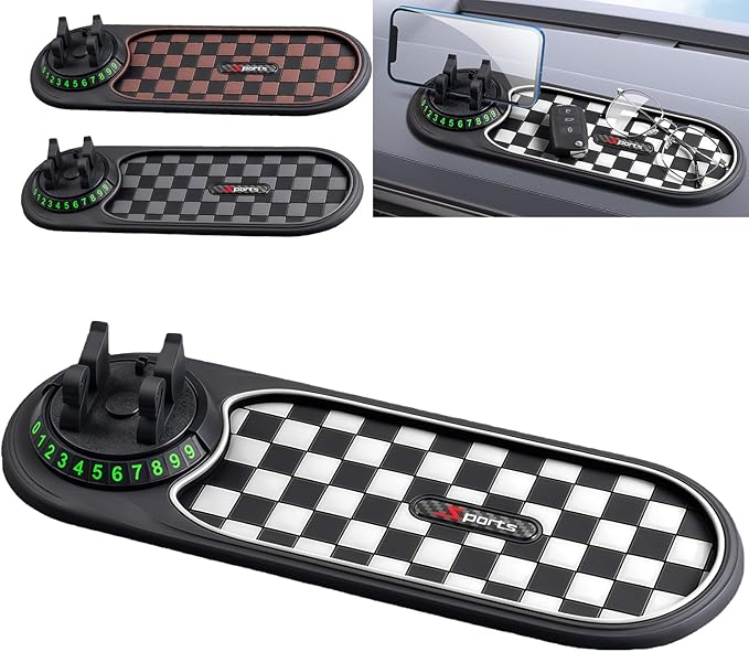 Multifunction Car Anti-Slip Mat, 3-in-1 Rotating Dashboard Mat, Large Storage Pad, Anti-Slip Phone Holder, 360° Rotating Moun
