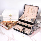 Jewelry Organizer Box for Women, Large Jewelry Organizer with Lock, 3 Tier Storage Box with Velvet Lining, 2 Drawers, Necklac