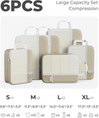Percover Compression Packing Cubes 6-Piece Set, Packing Cubes Compression for Travel with Multi-Size Organization, Travel Org