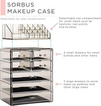 Sorbus Acrylic Makeup Organizer Set, 7-Drawer Vanity & Countertop Cosmetic Storage with Small & Wide Compartments, Black-Tint