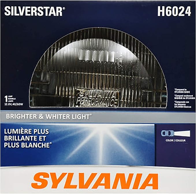 SYLVANIA - H6024 SilverStar Sealed Beam Headlight - High Performance Halogen Headlight Replacement (7 inch Round) PAR56, Brig