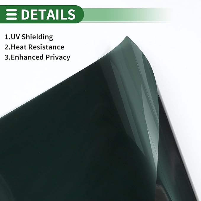 Motoforti Nano Ceramic Car Window Tint Film VLT 16% IRR 74% UVR 98% Black Green 14.76 ft x 35.43 Inch Privacy Film 2mil PET 1 Pc