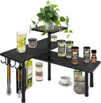 Homode Bathroom Counter Organizer Corner Shelf, Kitchen Countertop Organizer, 3 Tier Wood Counter Shelf Stand for Over The Si