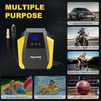 PULITUO Tire Inflator Portable Air Compressor - Car Accessories 12V DC Air Pump for Car Tires with Digital Pressure Gauge, Emergency LED Light for Wheel, Bike, Ball, Motor
