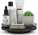 9" Oak Bathroom Vanity Tray Turntable for Perfume Candle, Round Wooden Decorative Tray for Kitchen Sink Countertop Organizer,