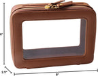 SANHECUN Toiletry bag waterproof cosmetic organizer with handle large opening for travelling car organizer (Brown)