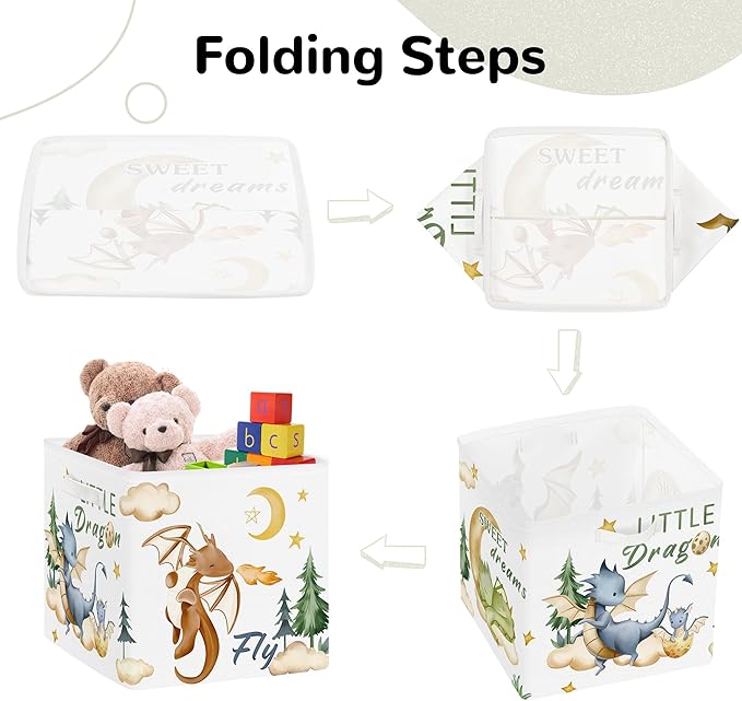 Clastyle 3 pcs Dinosaur Cube Storage Unit Boxes Volcano Kallax Box for Shelves Parents Storage Baskets for Book Clothes Toy O