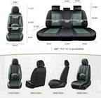 Coverado Car Seat Covers Full Set, Green Car Seat Cover, Car Leather Seat Protector with Lumbar Support, Waterproof Car Seat 