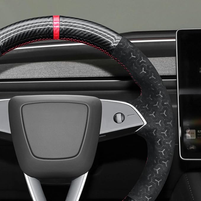 MEWANT DIY Stitching Steering Wheel Cover Wrap for Tesla Model 3 Highland 2023-2025/Model Y 2025 Highland for Tesla Model 3/Model Y Accessories