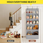 15 Pockets Over the Door Shoe Organizer, Shoe Rack for Closet Door with Large Breathable Pockets, Hanging Shoes Rack for Boot