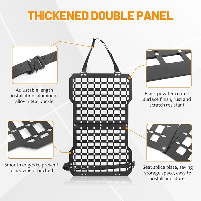 Tactical Truck Organizer with MOLLE Panel and 3 Storage Bags - Modular Tailgate Panel Vehicle Seat Cover