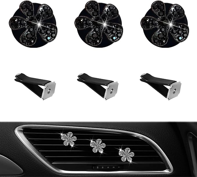 5 Pcs Car Vent Clip,Bling Flower Air Fresheners Vent Clips,Car Diffuser Rhinestone Car Interior Decoration Charm Accessories